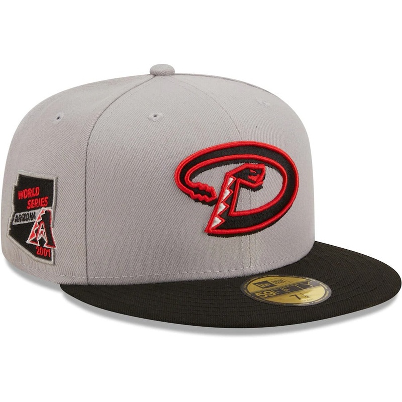 New Era Arizona Diamondbacks Gray/Black 2001 World Series Red Undervisor 59FIFTY Fitted Hat