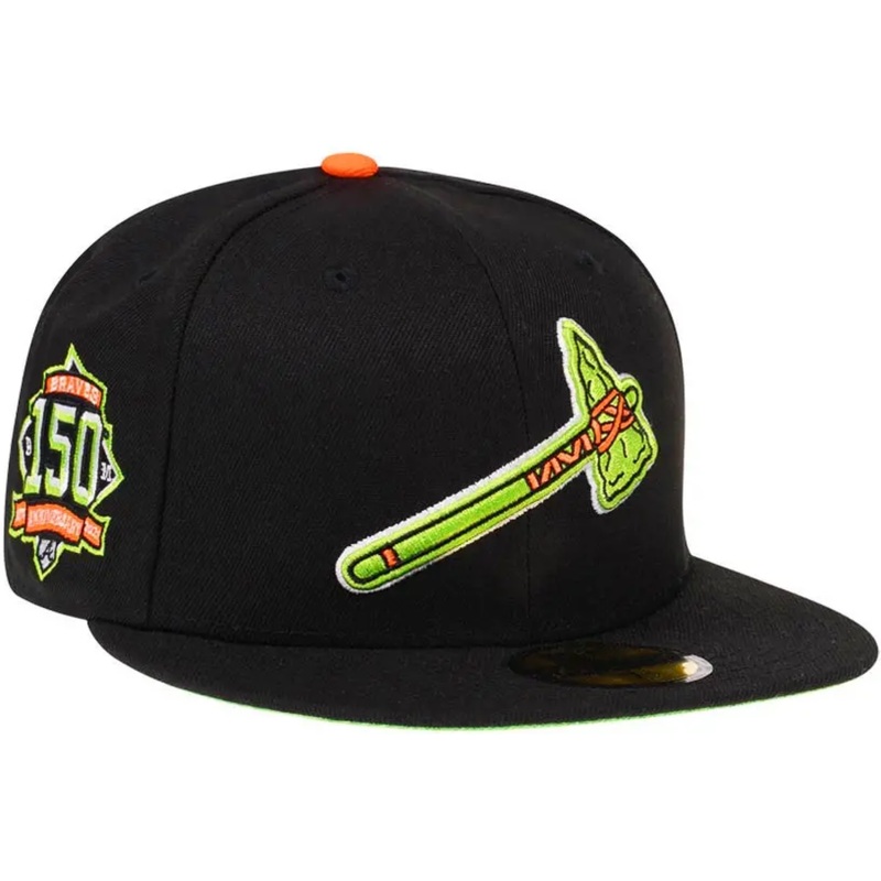 New Era Atlanta Braves 150th Anniversary Black/Neon Green VFTV Leons 59FIFTY Fitted Cap