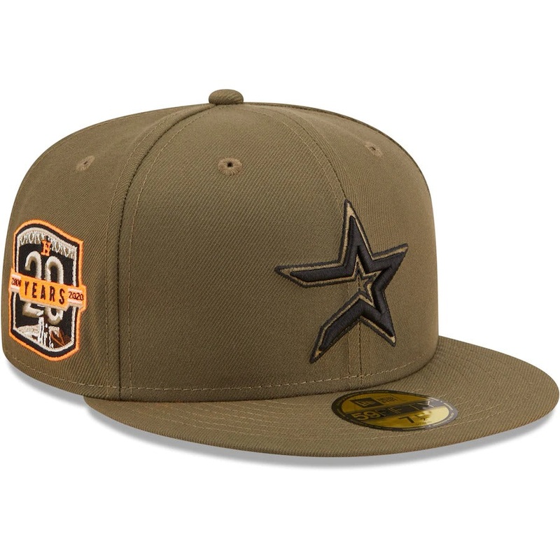 New Era Houston Astros Olive 20th Anniversary Hunter Flame Undervisor 59FIFTY Fitted Hat