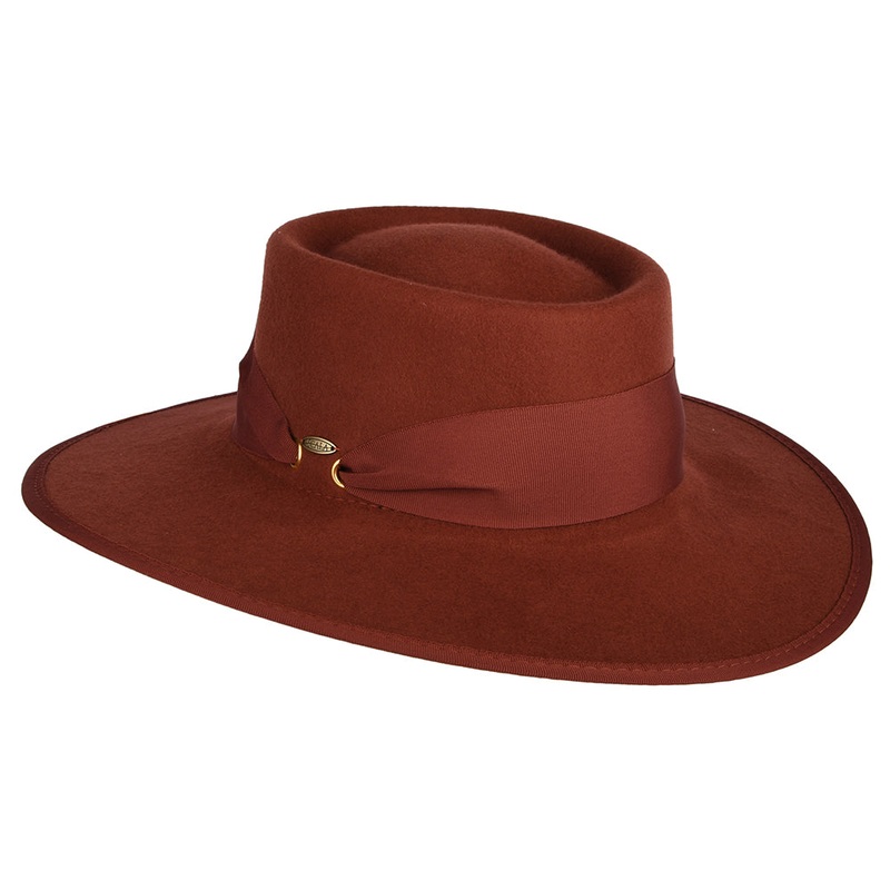 Scala Hats Wool Felt Gaucho Hat – Rust 1-Size