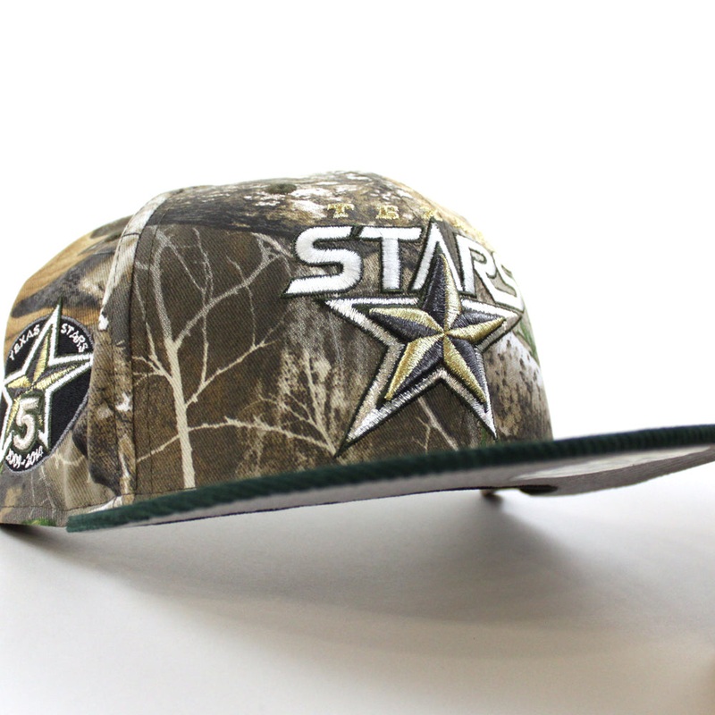 TEXAS STARS AMERICAN HOCKEY LEAGUE 5TH Anniversary New Era 59Fifty Fitted Hat (RealTree Camo Green Corduroy Gray Under Brim) 7