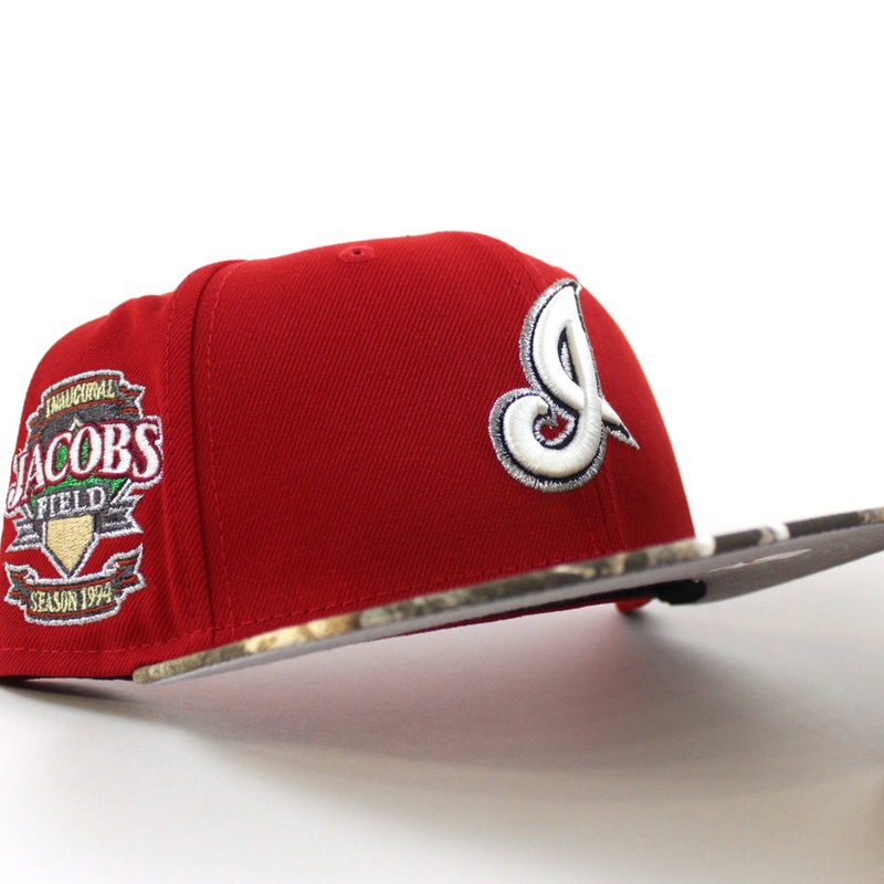 Cleveland Indians Jacobs Field New Era 59Fifty Fitted Hat (Scarlet Red RealTree Gray Under Brim) 7