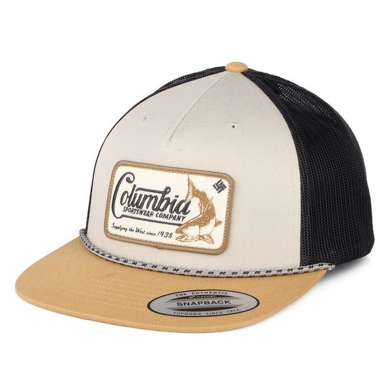 Columbia Hats West Fish Flat Brim Trucker Cap – Stone-Camel-Charcoal Adjustable