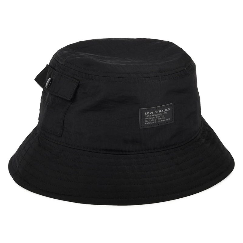 Levi’s Hats No Horse Pull Logo Patch Pocketed Bucket Hat – Black M