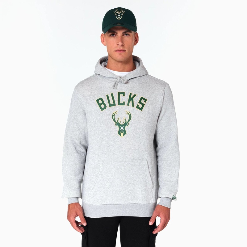 Milwaukee Bucks NBA Grey Pullover Hoodie XS