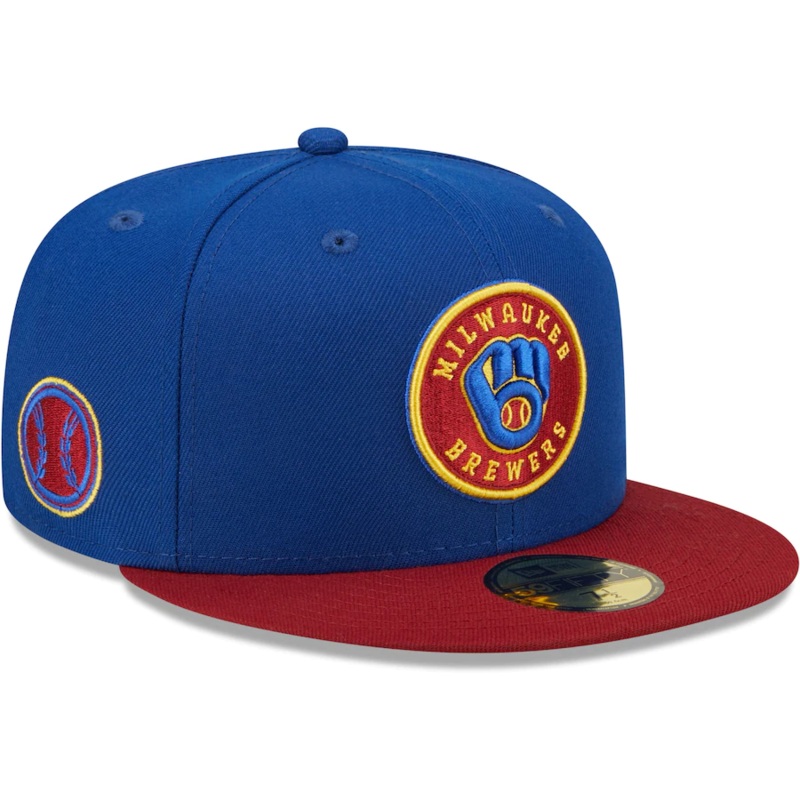 New Era Milwaukee Brewers Blue/Red Alternate Logo Primary Jewel Gold Undervisor 59FIFTY Fitted Hat