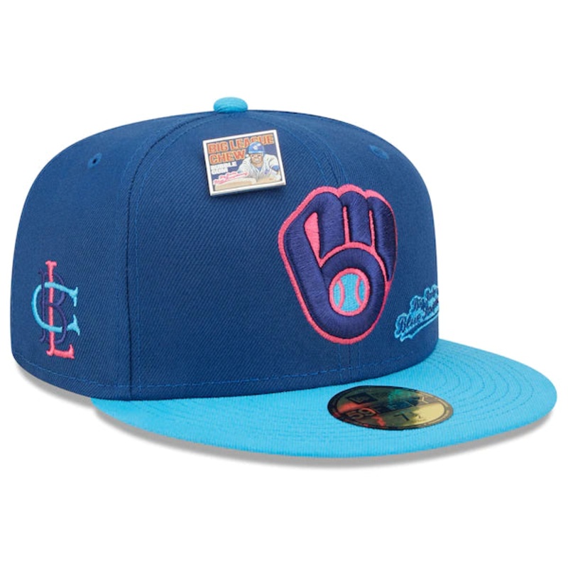 New Era MLB x Big League Chew  Milwaukee Brewers Big Rally Blue Raspberry Flavor Pack 59FIFTY Fitted Hat