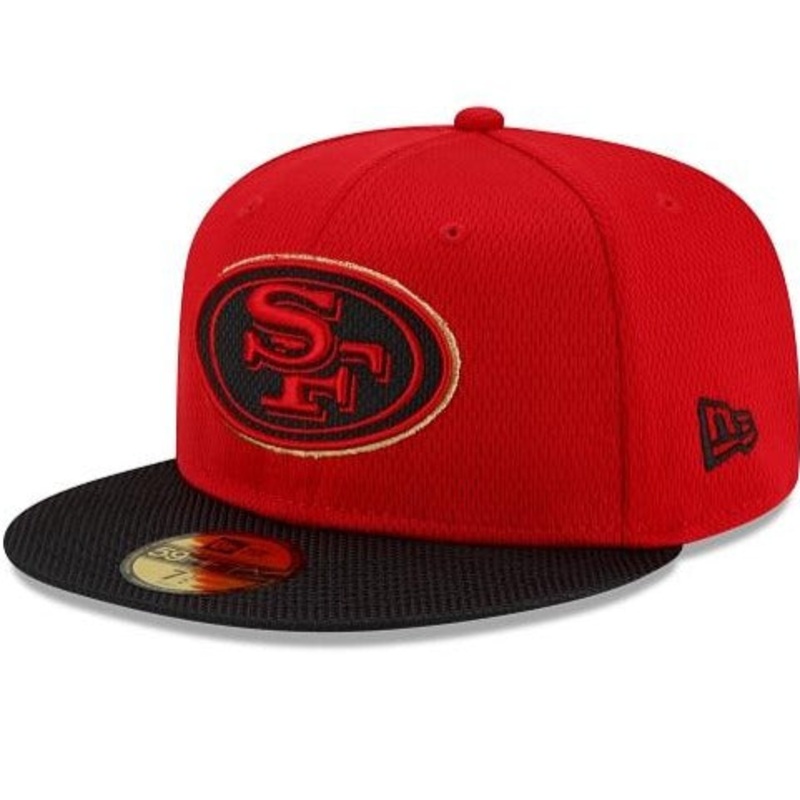 New Era San Francisco 49ers NFL Sideline Road 2021 Navy Red 59FIFTY Fitted Hat