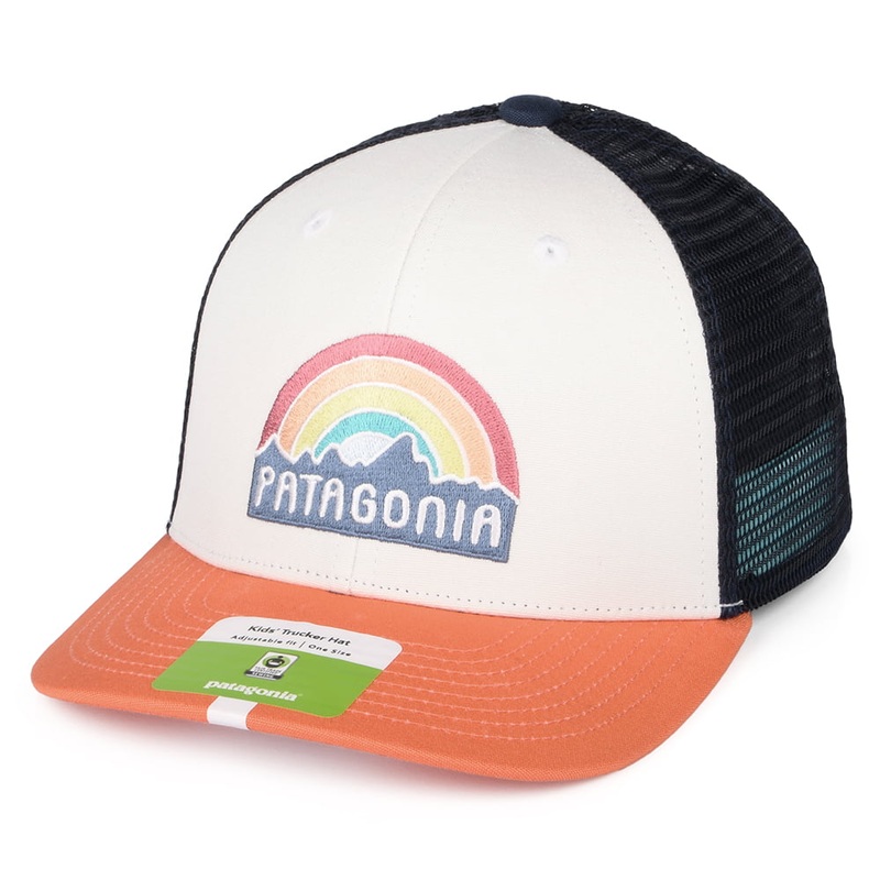 Patagonia Hats Kids Rainbow Organic Cotton Trucker Cap – White-Coral CHILD ADJ.