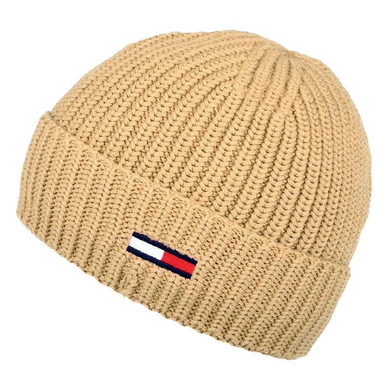 Tommy Hilfiger Hats TJM Flag Ribbed Beanie Hat – Khaki 1-Size