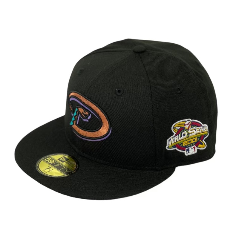 ARIZONA DIAMONDBACKS (BLACK) (2001 WORLD SERIES) NEW ERA 59FIFTY FITTED (GREY UNDER VISOR) (NEW WS LOGO) 67/8