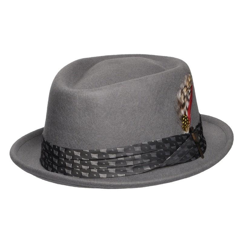 Brixton Hats Stout Wool Felt Pork Pie Hat – Light Grey Small-56cm