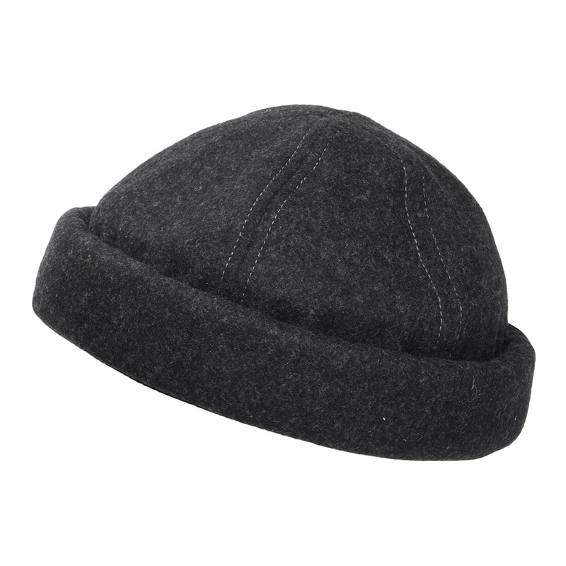 Dorfman Pacific Hats Melton Wool Docker Beanie Hat – Charcoal Small/Medium