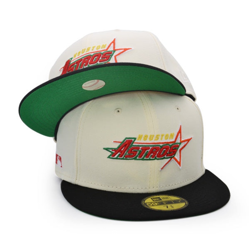 Houston Astros SIDE BATTY Exclusive New Era 59Fifty Fitted Hat  – Chrome/Black 6 7/8