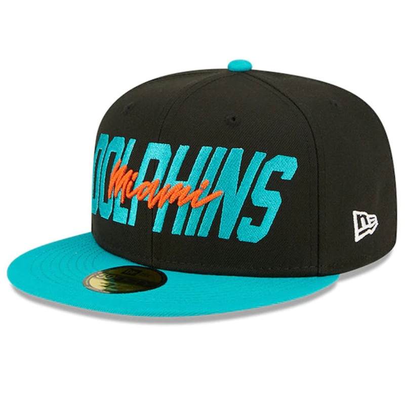 New Era Miami Dolphins  Black/Aqua 2022 NFL Draft On Stage 59FIFTY Fitted Hat