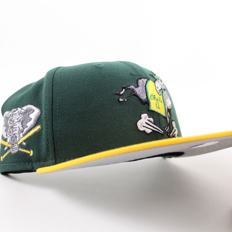 Oakland Athletics First Mascot  Charlie O the Mule New Era 59Fifty Fitted Hat (Green Gold Gray Under Brim) 7