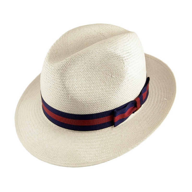 Olney Hats Excellent Panama Fedora with Striped Band – Bleach S