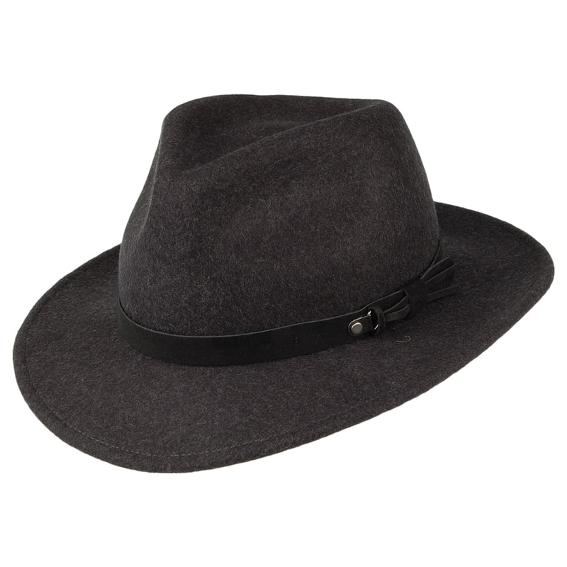 Seeberger Hats Water Repellent Fedora Hat – Charcoal M