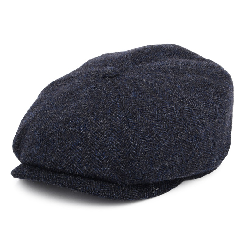 Stetson Hats Hatteras Herringbone Wool Newsboy Cap – Blue 55