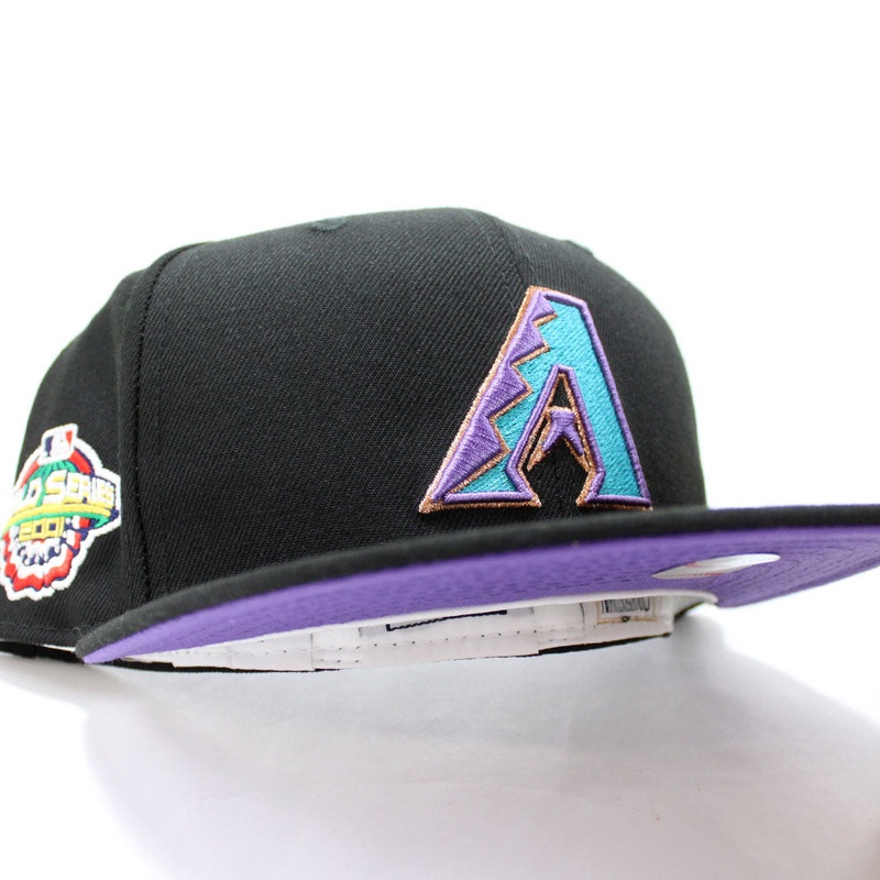 Arizona Diamondbacks 2001 World Series New Era 59Fifty Fitted Hat (Black Purple Under Brim) 7
