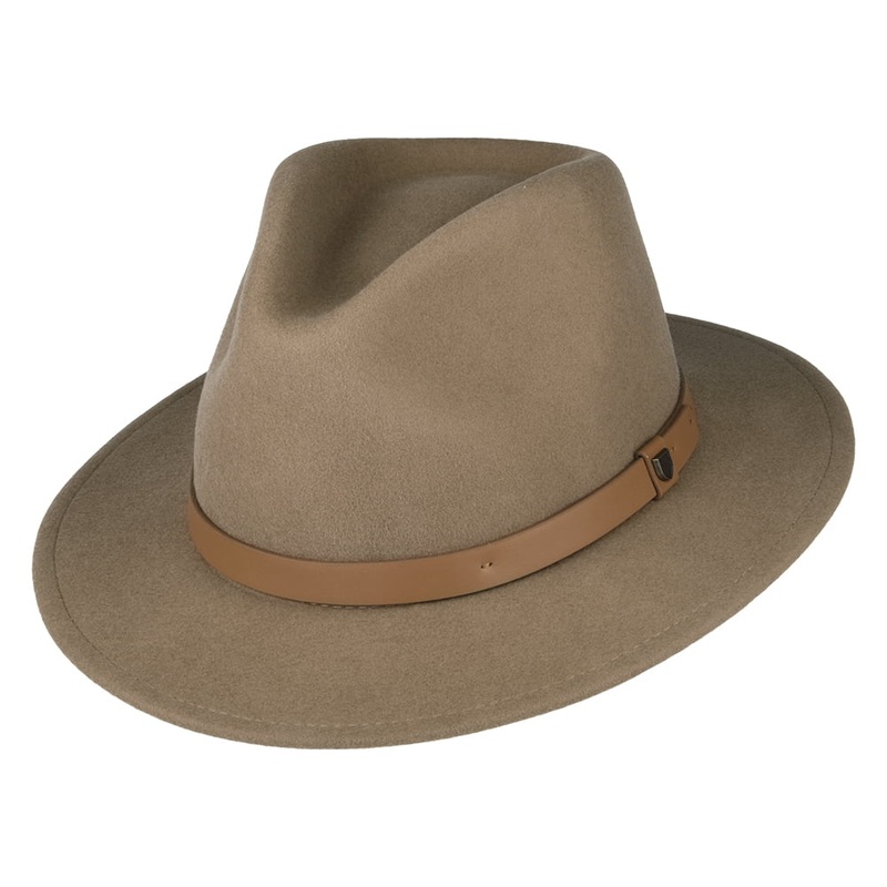 Brixton Hats Messer Wool Felt Fedora Hat – Desert Sand Small-56cm