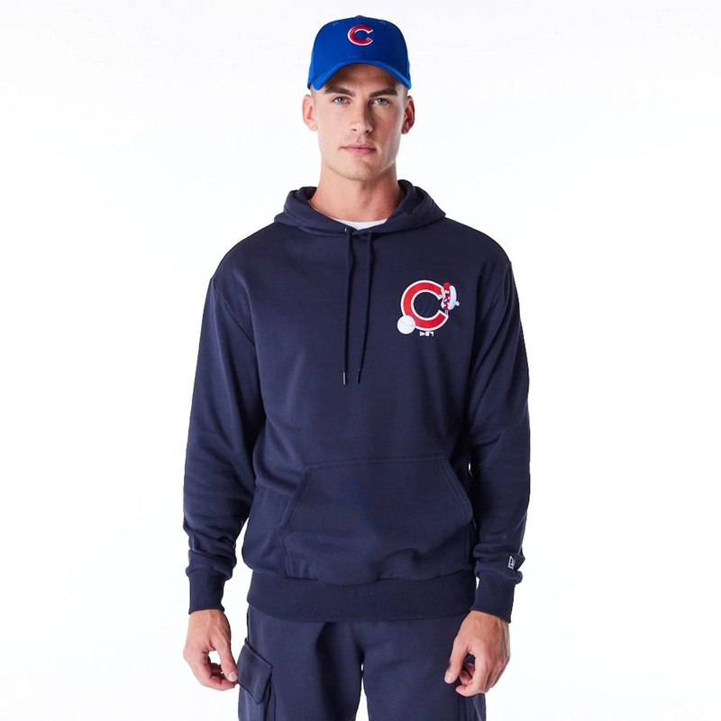 Chicago Cubs MLB Food Graphic Navy Oversized Pullover Hoodie XS