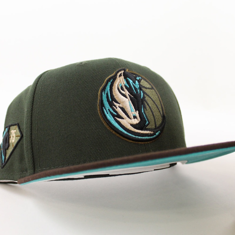 Dallas Mavericks NBA New Era 59Fifty Fitted Hat (Seaweed Green Burnt-Wood Teal Under Brim) 7