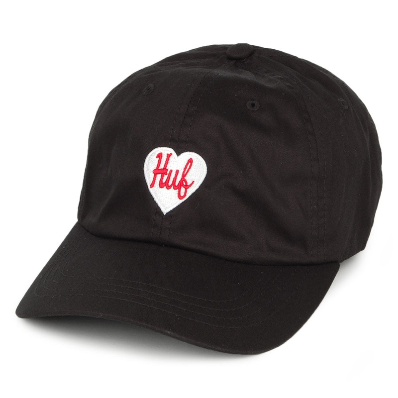 HUF Plastic Heart Curved Visor Baseball Cap – Black Adjustable