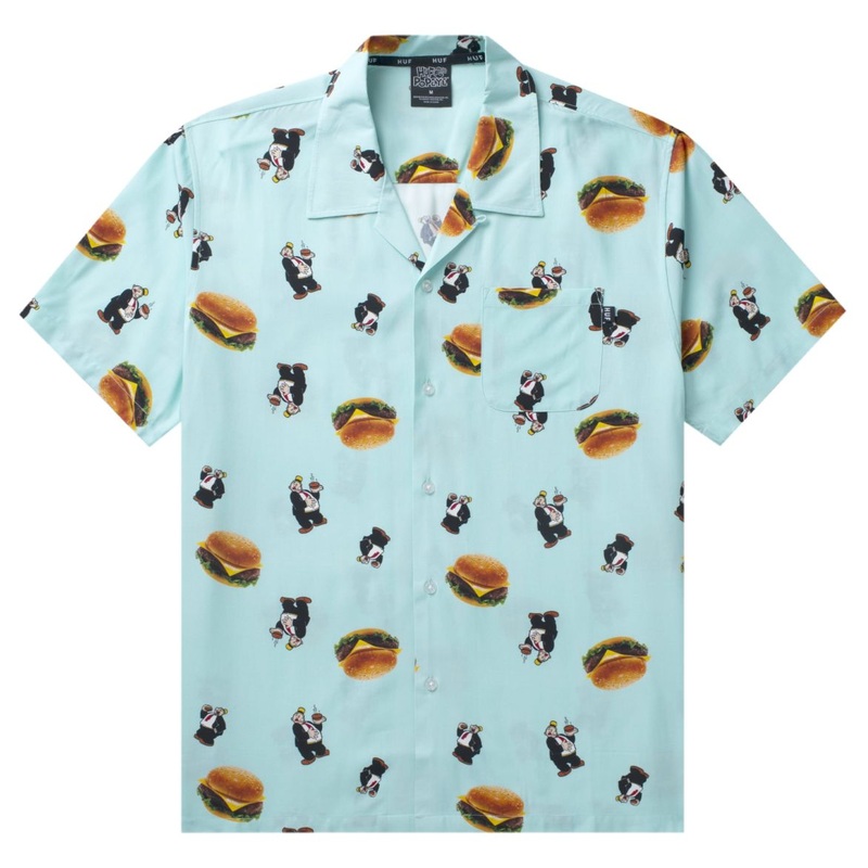 HUF x Popeye Wimpy Burger Button Up Shirt (Mint) m