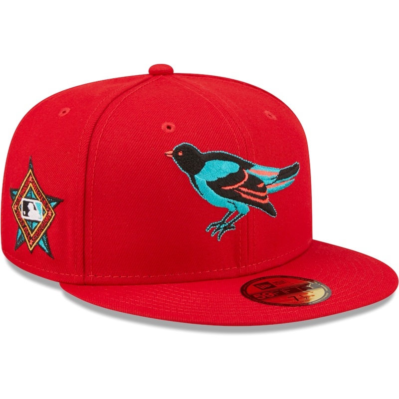 New Era Baltimore Orioles 1993 All-Star Game Scarlet/Teal Undervisor 2022 59FIFTY Fitted Hat