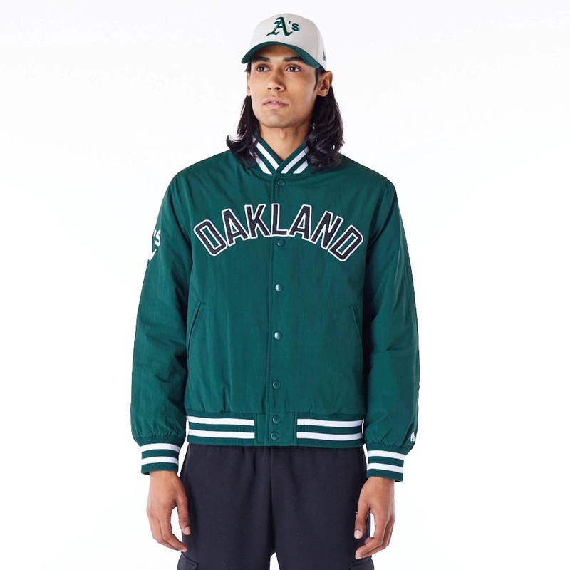 Oakland Athletics MLB Wordmark Dark Green Bomber Jacket XS