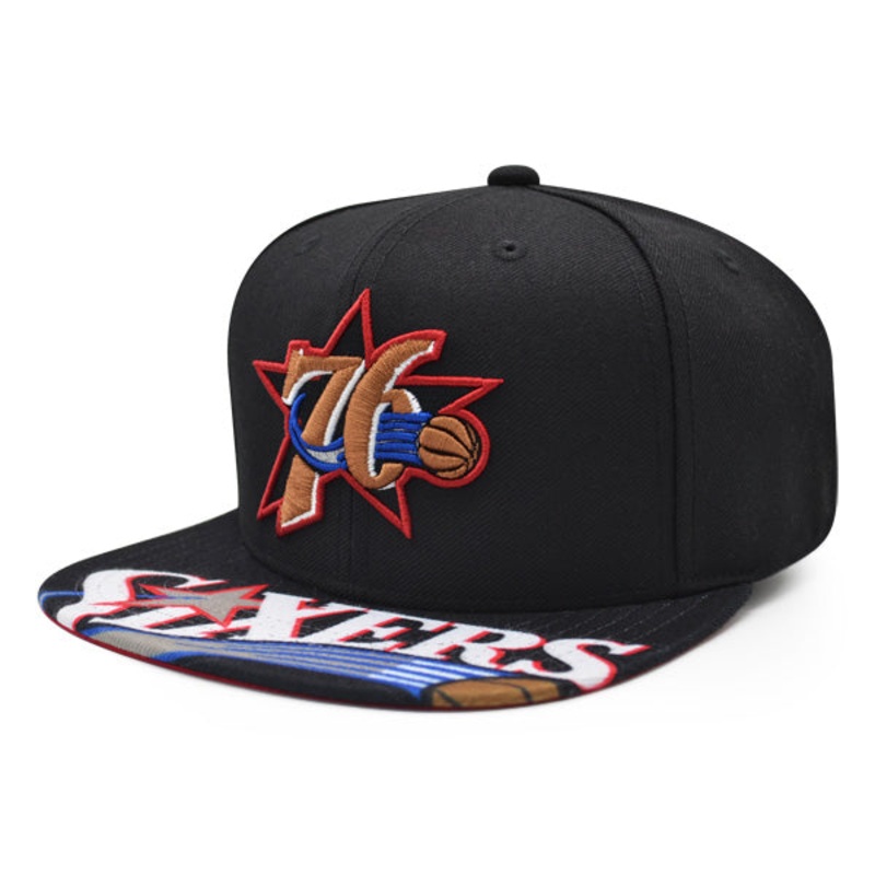 Philadelphia 76ers Mitchell & Ness SWINGMAN POP Snapback Hat – Black