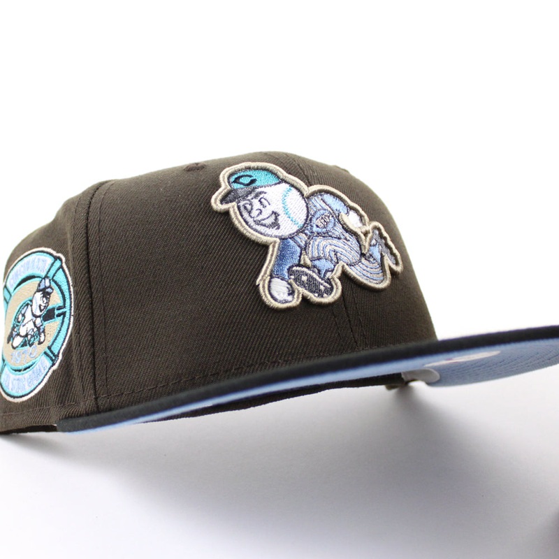 Cincinnati Reds 1970 All Star Game New Era 59Fifty Fitted Hat (GITD Walnut Black Sky Blue Under Brim) 7