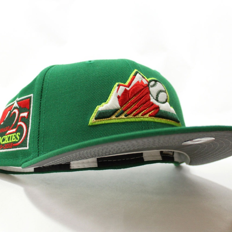 Colorado Rockies 25TH Anniversary New Era 59Fifty Fitted Hat V3 (Glow in the Dark MTN DEW Kelly REFLECTIVE 3M Under Brim) 7