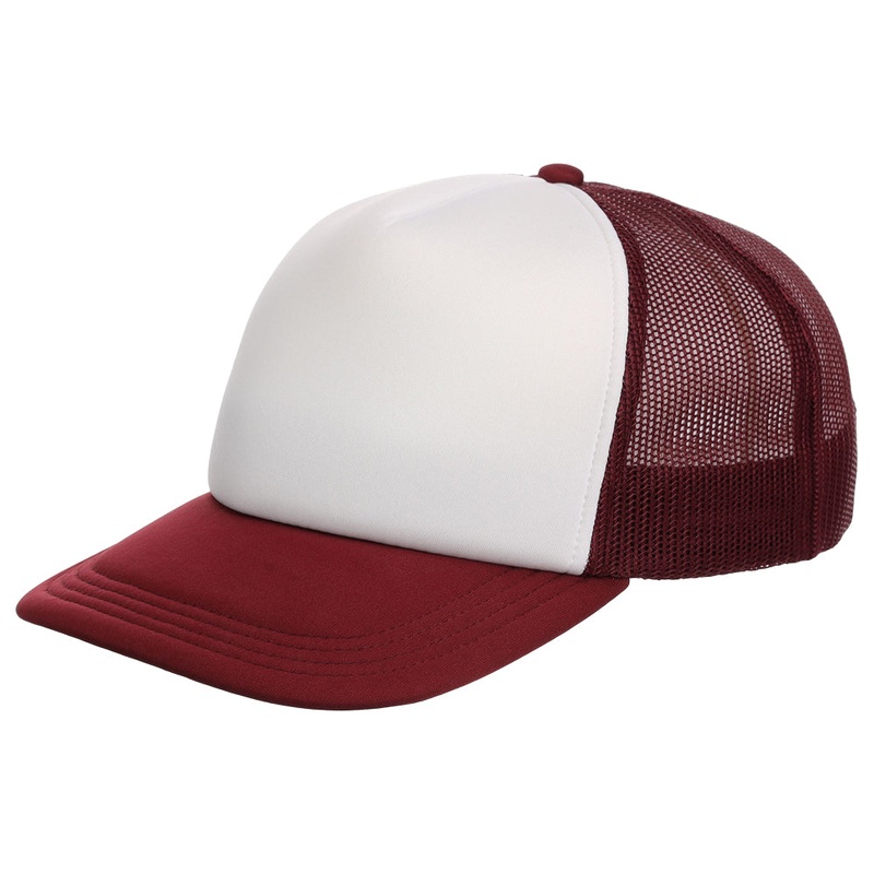 Crowns By Lids Screen Foam Trucker Cap – White/Maroon Adjustable
