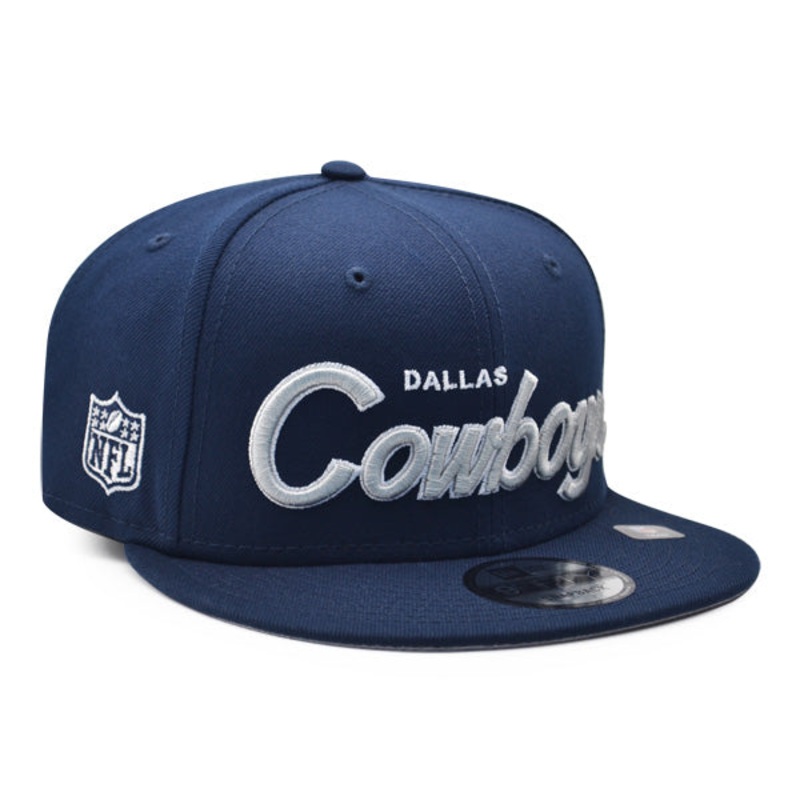 Dallas Cowboys New Era NFL CLASSIC SCRIPT Snapback Hat  Navy/Gray