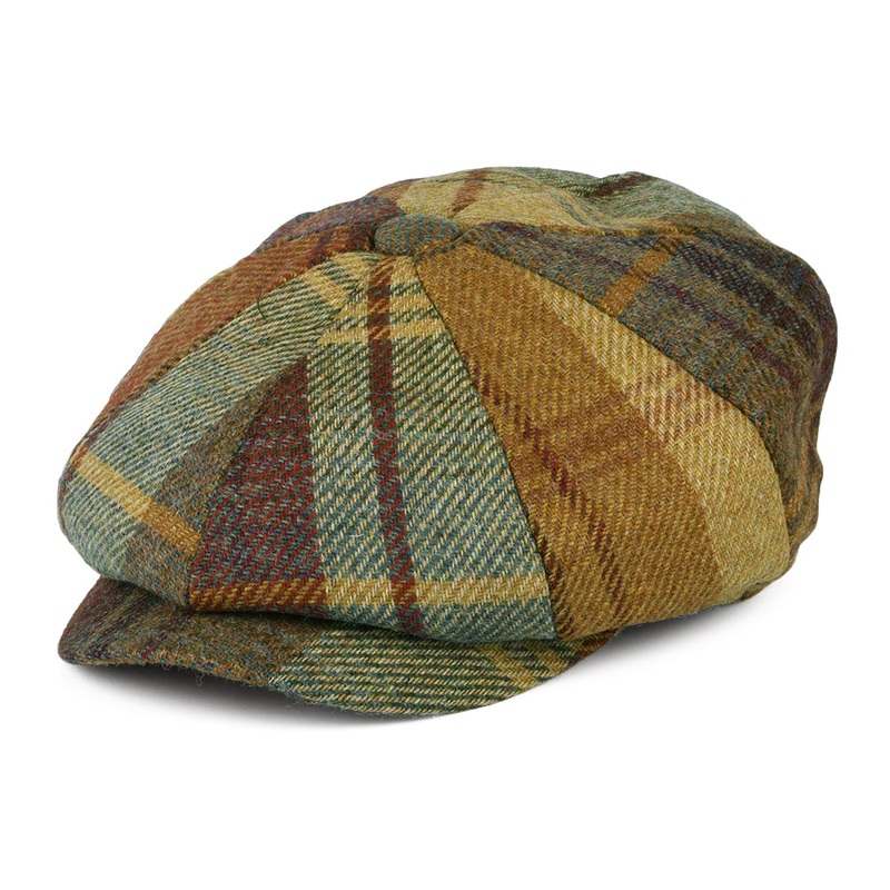 Failsworth Hats British Wool Tartan Newsboy Cap – Mustard-Brown-Wine Small/Medium