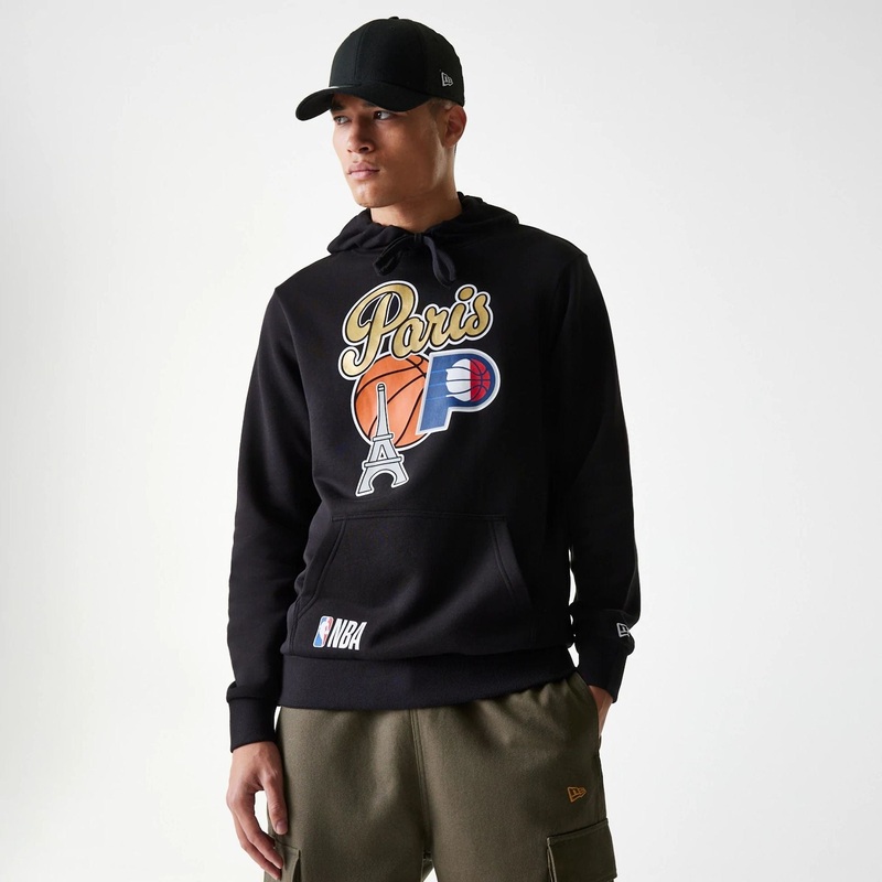 Indiana Pacers NBA Paris Games 2025 Black Pullover Hoodie XS