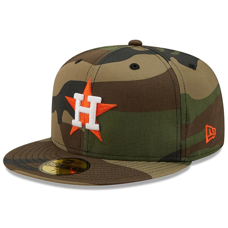 New Era Camo Houston Astros 45th Anniversary Patch Woodland Undervisor 59FIFTY Fitted Hat