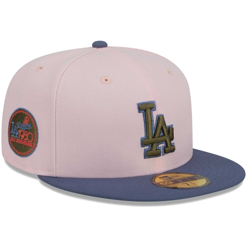 New Era  Los Angeles Dodgers Pink/Navy Blue Olive Undervisor 2023 59FIFTY Fitted Hat