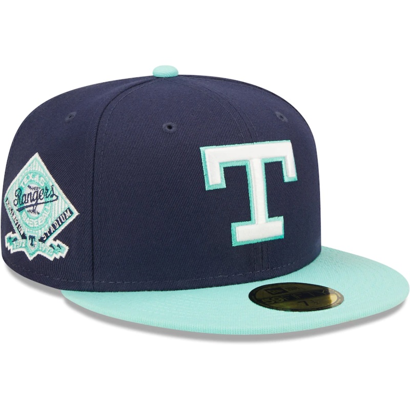 New Era Texas Rangers New Era Navy Arlington Stadium Cooperstown Collection Team UV 59FIFTY Fitted Hat