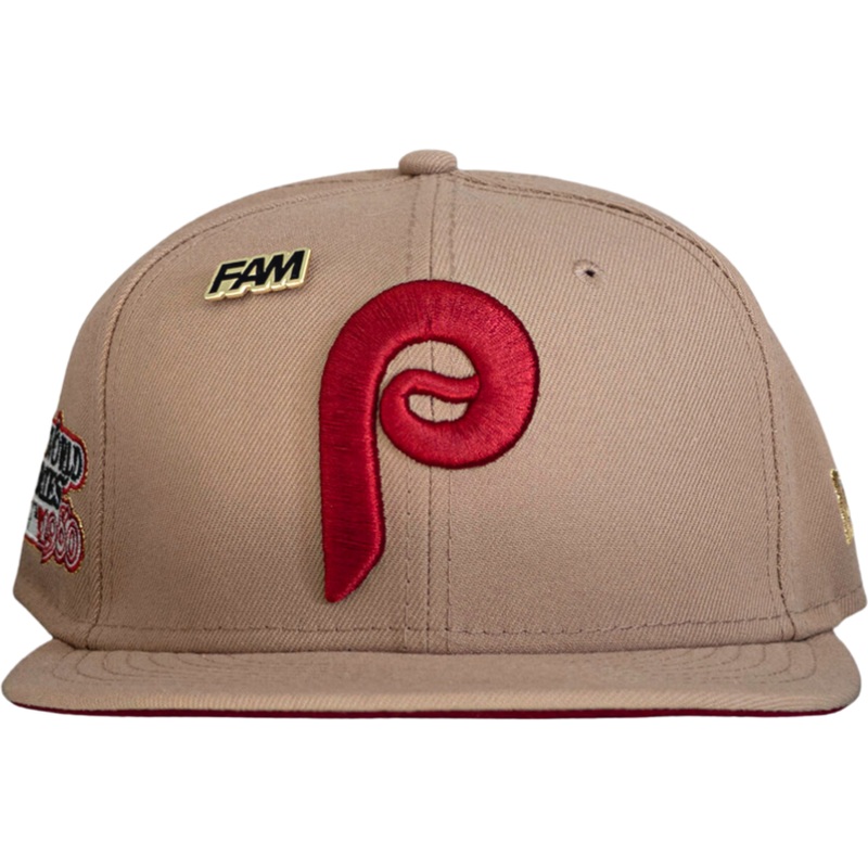 New Era x FAM Philadelphia Phillies Camel 1980 World Series Cardinal Undervisor 59FIFTY Fitted Hat
