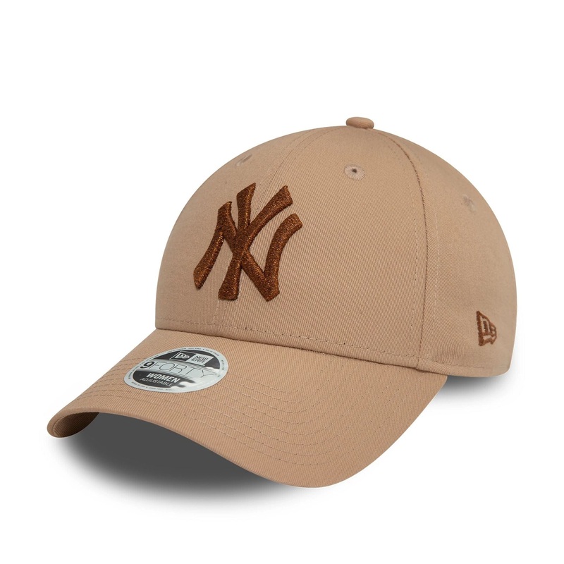 New York Yankees Womens Metallic Beige 9FORTY Adjustable Cap OSFM