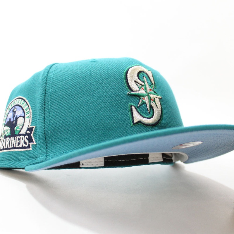 Seattle Mariners 30th Anniversary New Era 59Fifty Fitted Hat (Glow in the Dark Aqua Sky Blue Under Brim) 6 7/8