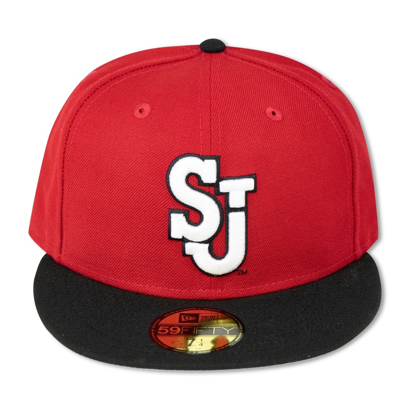 ST. JOHNS REDSTORM (RED) NEW ERA 59FIFTY FITTED (AIR JORDAN 5 RETRO RAGING BULL)) 67/8