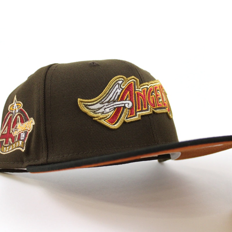 Anaheim Angels 40th New Era 59Fifty Fitted Hat (Walnut Black Rust Orange Under Brim) 7