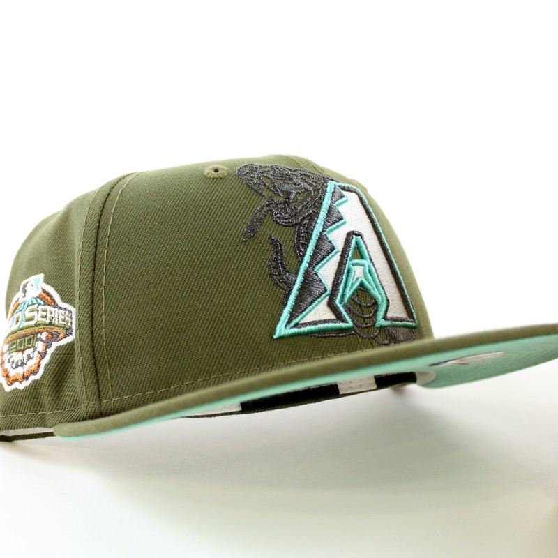 Arizona Diamondbacks 2001 World Series New Era 59Fifty Fitted Hat (Olive Mint Under Brim) 7