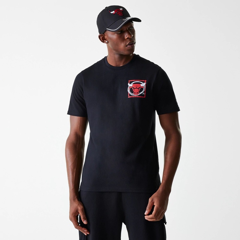 Chicago Bulls NBA Photographic Print Black T-Shirt XS
