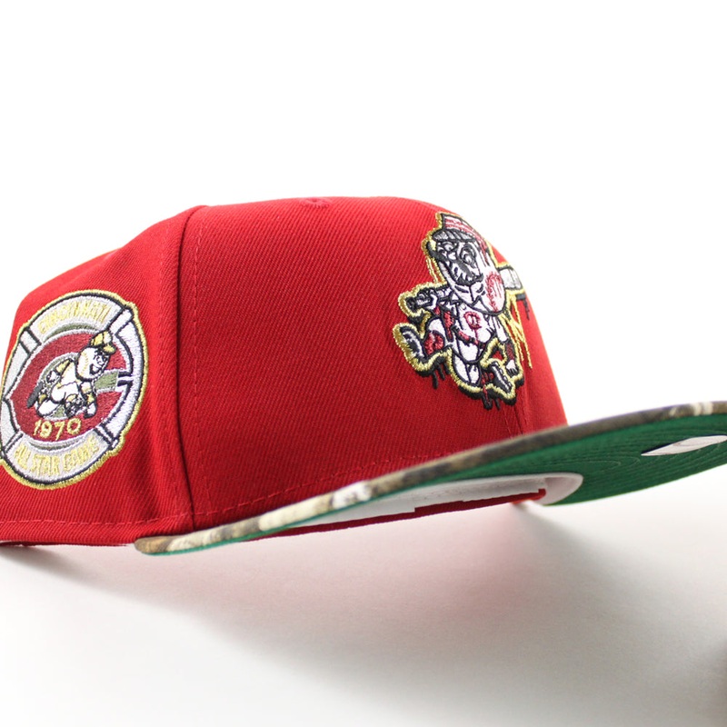 Cincinnati Reds 1970 All Star Game New Era 59Fifty Fitted Hat (Scarlet Red RealTree Camo Green Under Brim) 7