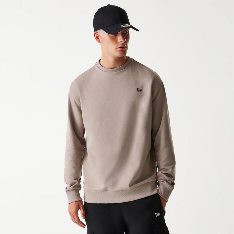 New Era Essential Pastel Brown Oversized Crewneck Sweater XS